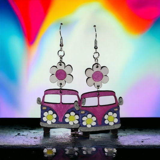 Hippie bus earrings